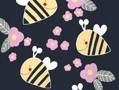 Print af små gule bier og lyserøde blomster fra Name It navy blazer bees 13241599